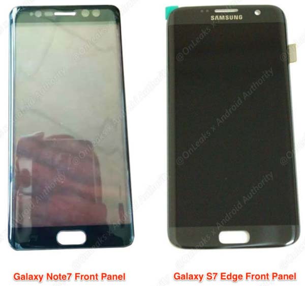 Samsung Galaxy Note7, вид спереди