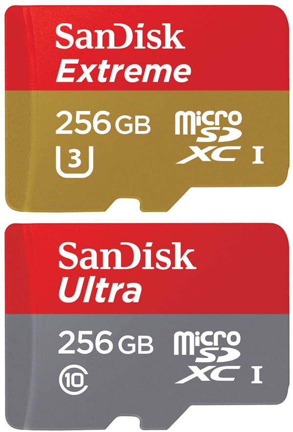 На фото карточки памяти microSDXC UHS-I от SanDisk