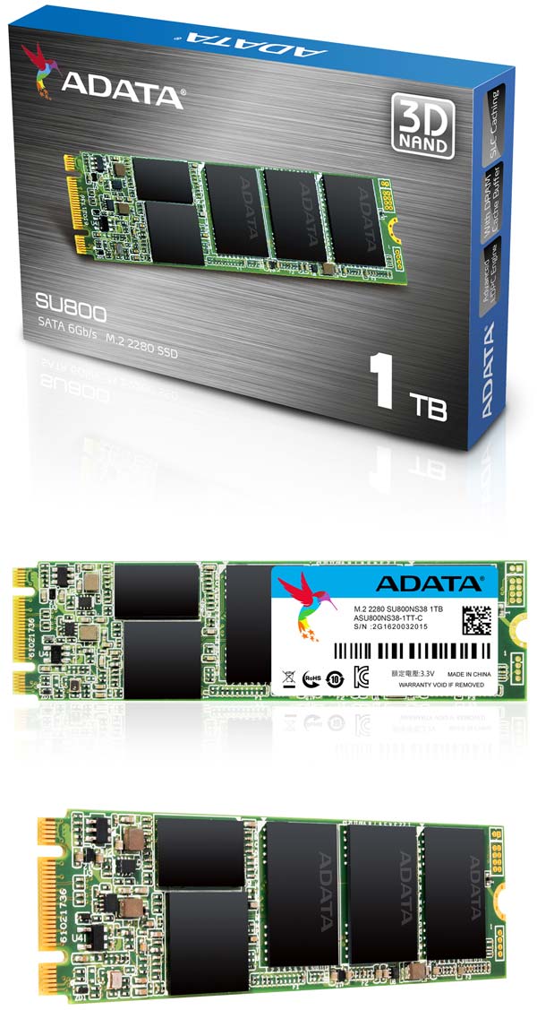 На фото устройство ADATA Ultimate SU800 M.2 2280